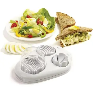Egg Slicer 3-in-1 for Hard Boiled Eggs, Stainless Steel Wire Egg Cutter with 3 Slicing Styles, Heavy Duty Kitchen Tool for Eggs, Strawberry, Mushroom and Soft Fruits