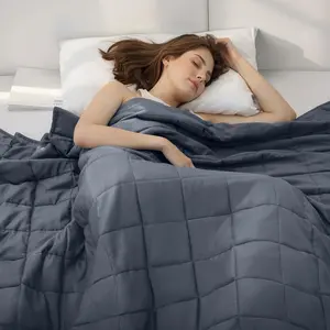 Weighted Blanket for Adults (Dark Grey,48"x72",10lbs) Cooling Breathable Heavy Blanket with Premium Glass Beads All-Season Soft Thick Comfort