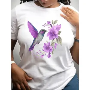 T-Shirt Featuring a Hummingbird Design, Perfect for Summer Walks, Vacations, Bird Watching, And As a Gift for Outdoor Lovers