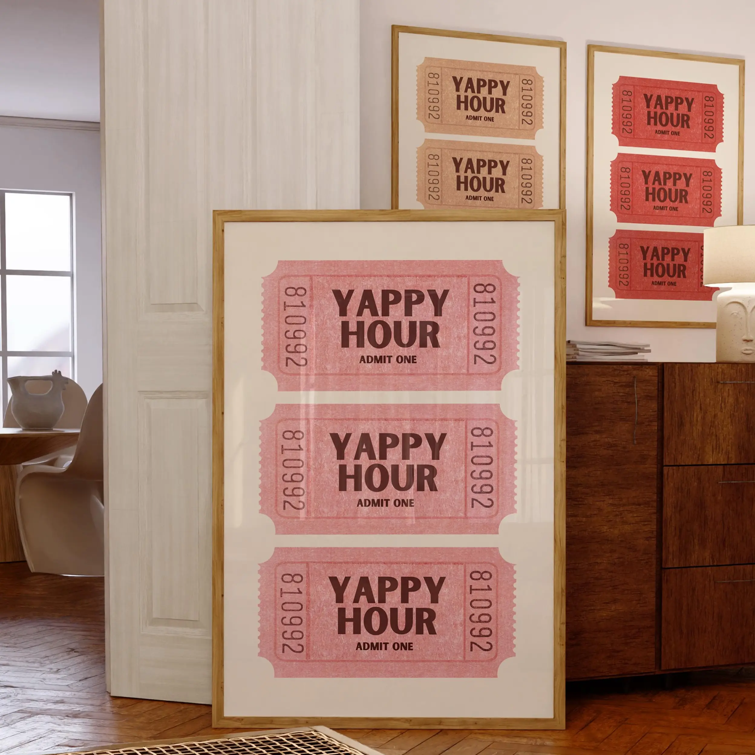 MIRRO Yappy Hour Bar Cart Wall Art Unframed Poster Featuring Original Retro Cocktail Design By JaggerMai For Happy Hour Decor