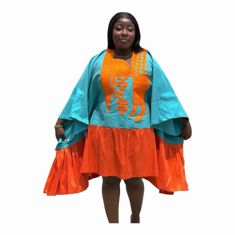 ATHENA MINI RUFFLE AND EMBROIDERY BUBU DRESS