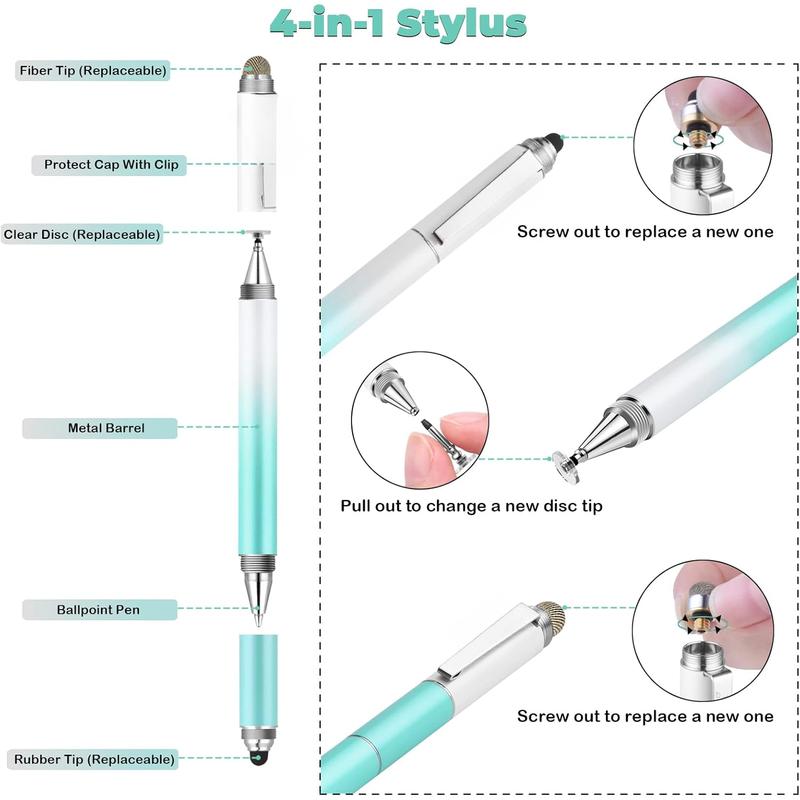 Capacitive Stylus Pen (4 in 1),Universal Touch Screens Stylus Pen for iPad/Pro//Android Phone//Fire/Tablets and All Capacitive Touch Screens-Dream Blue Capacitive Stylus Pen (4 in 1),Universal Touch Screens Stylus Pen for iPad/Pro//Android Phone//Fire/Tablets and All Capacitive Touch Screens-Dream Blue