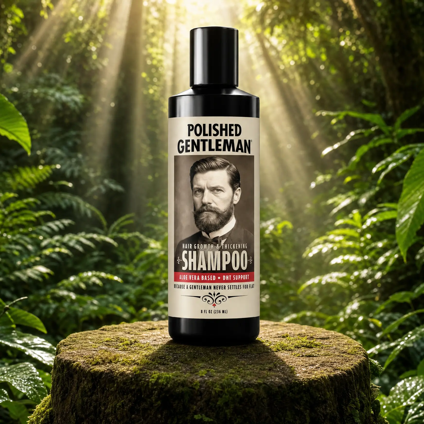 Polished Gentleman Hair Thickening Shampoo for Men – DHT Support Formula with Aloe Vero, Biotin, Tea Tree & Rosemary – 8 fl oz