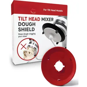 Dough Hook Shield For Kitchen Aid - Prevents Your Dough from Climbing Up and Clogging Up Your Mixer - Mess Free Mixer Accessory Compatible With   C Shape Dough Hooks (Red)