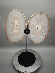 Extra Large Agate Butterfly Wings with Druzy - Backlit Brazilian Agate Display - 18in Crystal Wings Statement Piece - 4.32 lbs