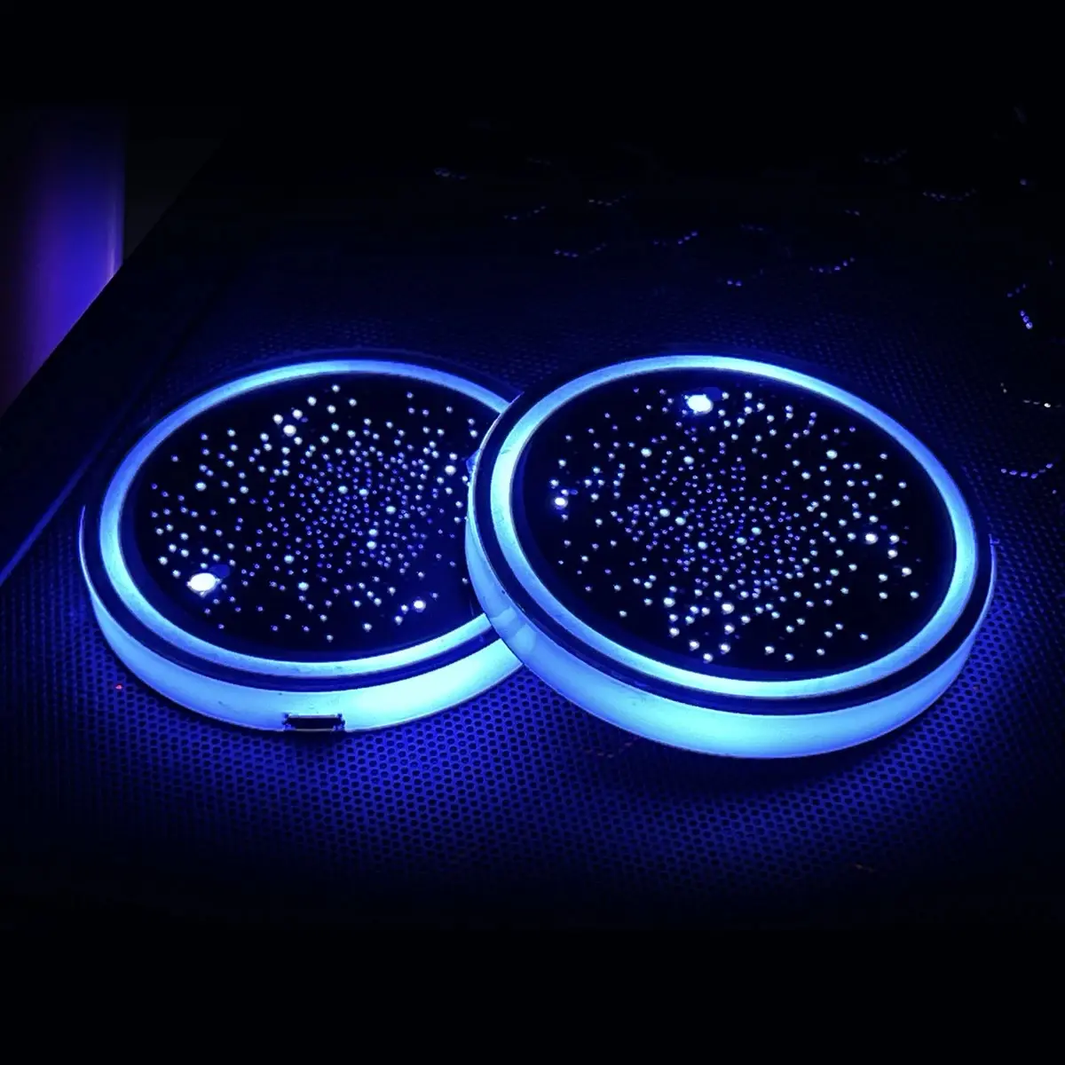 Light Up Car Coasters Rechargeable Glowing Cup Holder LED Interior Atmosphere Light Car Accessories Waterproof Cup Pad For Car
