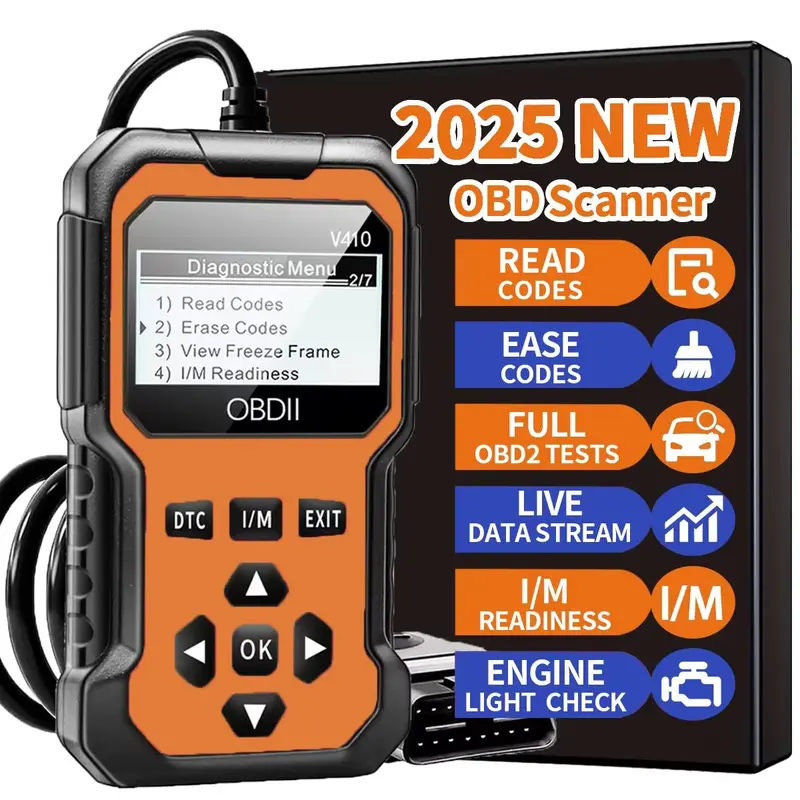 OBD2 Scanner V410 Instant Fault Code Reader & Voltage Check OBDII/CAN Full System Diagnosis 10 Second Analysis Car Diagnostic Tool Automotive Tester