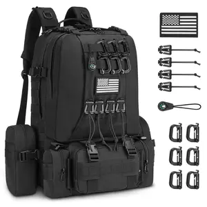 CVLIFE 60L Tactical Backpack for Men Women Large Rucksack With D-Ring Molle Clips Compass Accessories 3 Day Bug Out Survival Molle Bag Hiking Camping Gym Daypack Fishing Backpacks