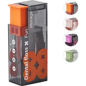 4pcs Automatic Dental Flosser Dispenser with Fashion Lighter Design - Portable Compact Travel Case, Durable ABS Plastic, Built-in Toothpick Holder & Ergonomic Grip for Home & On-the-Go Oral Care