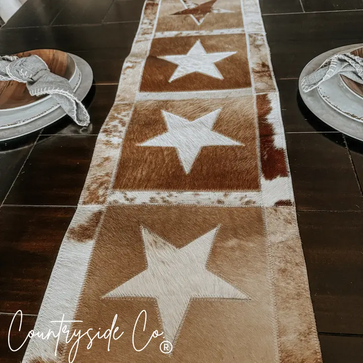 Cattleman Star Cowhide Table Runner