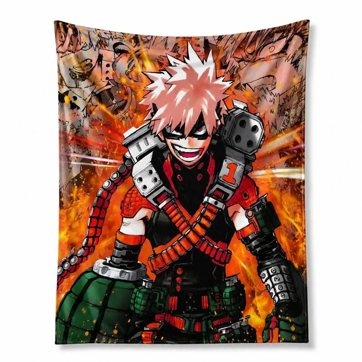 My Hero Academia Bakugou Katsuki Flannel Blanket Anime Ultra Soft Plush Throw Cozy Lightweight Blanket for Bedroom Sofa Couch Dorm Room Office Decor Girly Aesthetic Bedding Style Gift for Fans