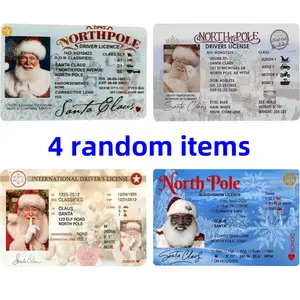 Santa Claus Virtual Driver License Set, Christmas Game Props, Snowmobile Driving Licenses, Holiday Decorations, Gift for Kids