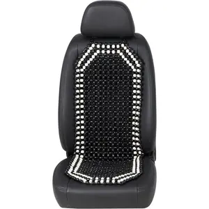 Wood Beaded Seat Cover Back Massage Cushion for Stress Free - Keeps Back from Getting Sweaty While Driving 1PC (Black)