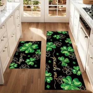 2Pcs Lucky Clover Floor mat set including farmhouse kitchen Rug dining room flooring laundry room decorative carpet mat Kitchen Runner Rug Household Decorative Rug