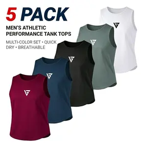 5 Pack Men's Crew Neck T-Shirt - Quick-drying, Short-sleeve, Sweat-wicking, Breathable Sports Shirt,Outdoorfun， Multi-purpose Sports Top for Fitness, Training, Cycling, Running, Yoga, Outdoor Activities