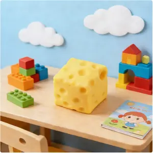 6cm/2.36inch Simulated Cheese Squishy Toy – Fast Rebound Stress Reliever, Highly Realistic Cheese Kneading Decompression Toy, Creative & Cute, Suitable for Various Stress Relief Scenarios.