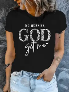 God Got Me Tee - Leopard Print Christian Shirt, Faith Cross Graphic Top, Bible Verse Streetwear,Men's and women's style. Four-season casual short-sleeved T-shirt. Suitable for travel outfits. Applicable to all seasons.