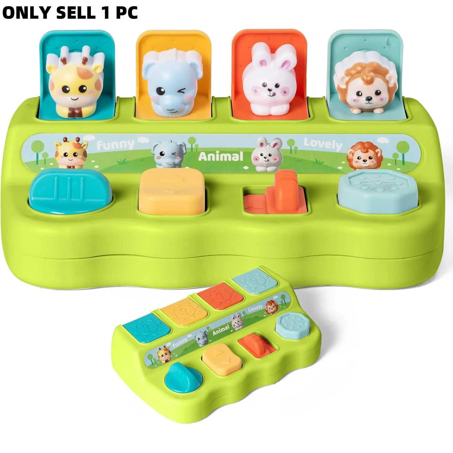 Random Color Cute Interactive Pop Up Animal Toy, Montessori Toy, Colorful Button Developmental Toy, Early Learning Toy for Boys and Girls, Toddler Busy Board, Sensory Activity Board, Preschool Busy Board, Preschool Learning Tool