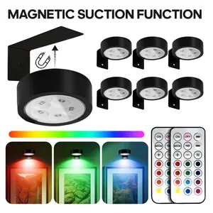 1/3/6pcs RGB Color-Changing Spotlight, Adjustable Rgb Lighting, Motion Sensor Night Light with Remote control, Wall Picture Lamp, Shadow Projector LED Painting Display for Framed Decor, Dimmable No Wiring Needed Battery Powered