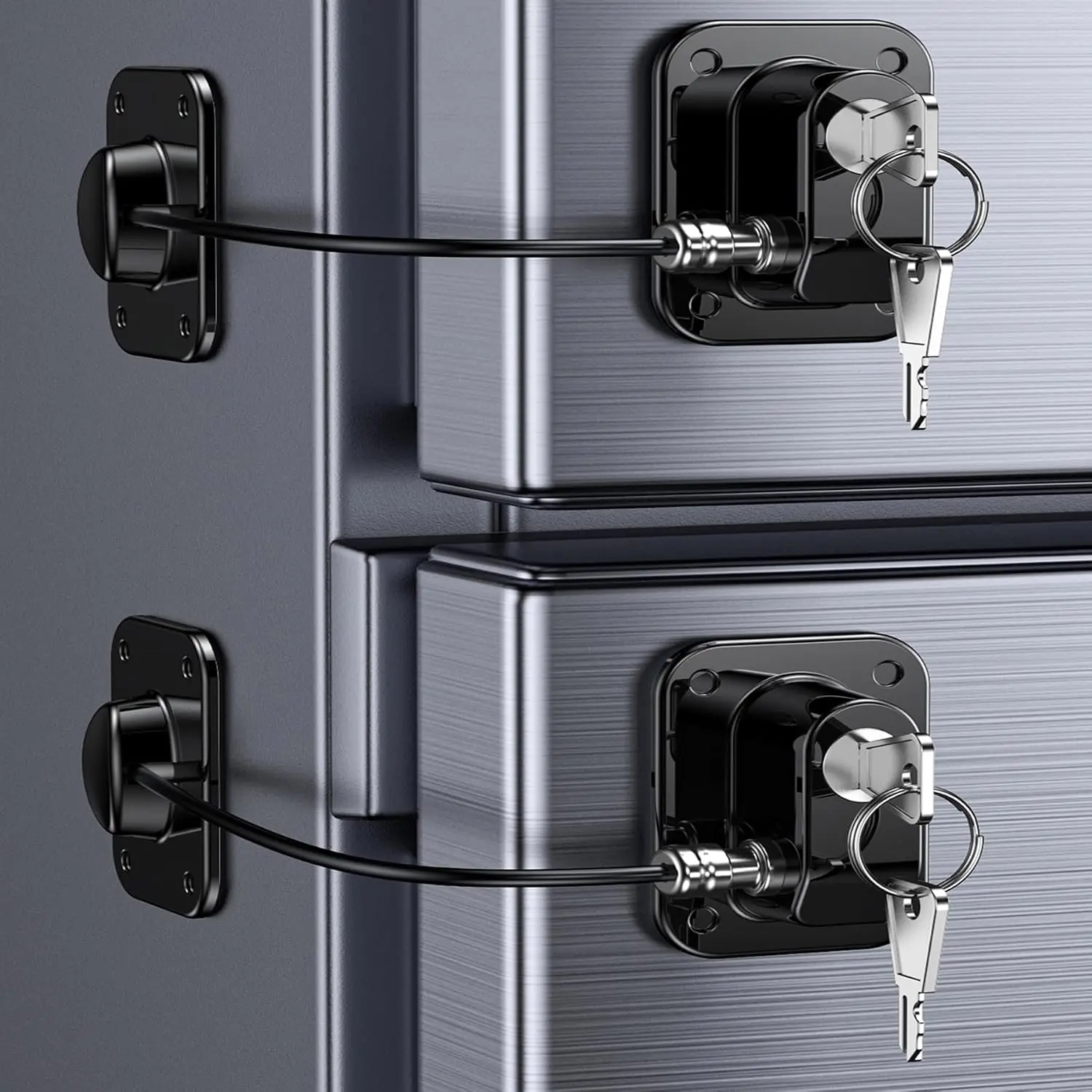 2 Pack Refrigerator Locks with Keys, Child Safety Locks for Fridge, Freezer, Cabinets, Drawers, Doors & Windows