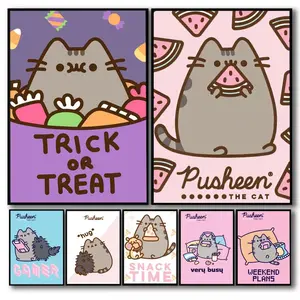 PIKPAKACartoon Kawaii P-Pusheens Cat Poster Effortless Style Upgrade HD Wall Art | Waterproof Peel & Stick Trendy Decor | Fade-Resistant Durable Style | Chic Home Gift for Any Space
