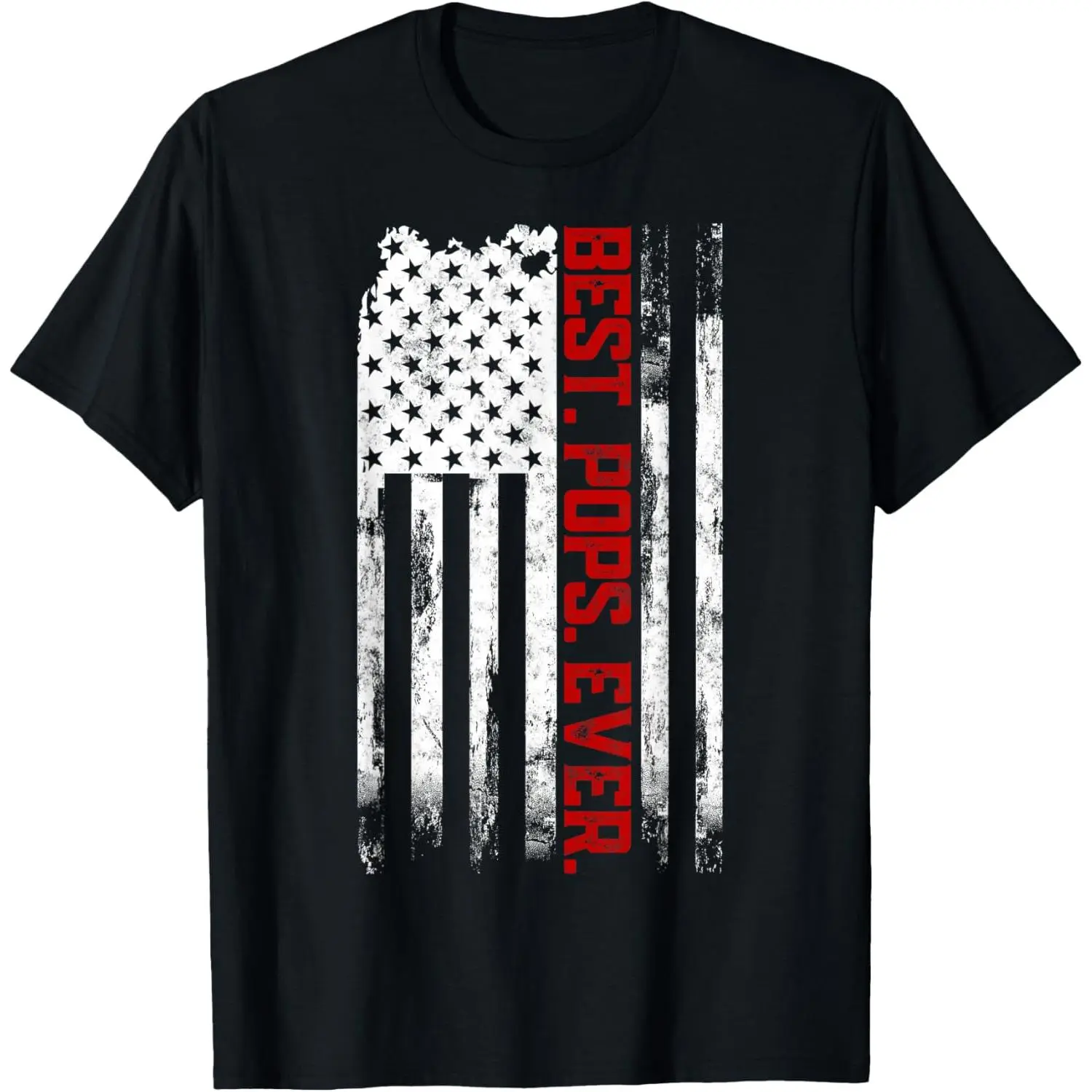 Best Pops Ever American USA flag Father’s Day gift For Pops T-Shirt for Women Men Pure Cotton Graphic Tees Menswear Top: Gifts for Men & Women