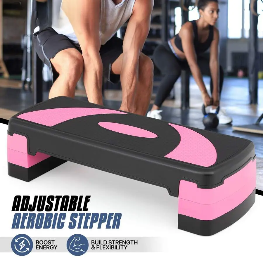 31" Adjustable Height Aerobic Stepper with Risers - Non-Slip Textured Surface, Shock-Absorbing Home Gym Platform for Fitness Enthusiasts, 2025 Gray Fitness Accessory (330 lbs Capacity)