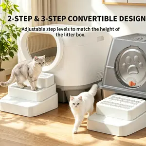 Fun 3-Tier Foldable Cat Tree Multi-Activity Climbing Frame with Litter-Trapping Grated Steps Detachable Independent Use Design Interactive Play Tower for Indoor Cats tiktokshopspringglowup dark grey