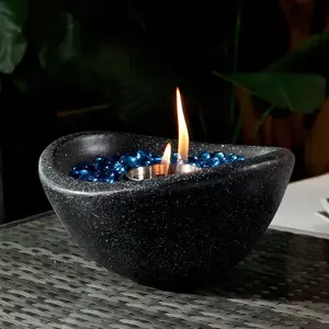 Tabletop Fire Pit Black, Outdoor & Indoor Fire Pit, Portable Concrete Fire Pit, Personal Ethanol Fireplace, Outdoor Table Top Fire Pit, Mini Fire Pit Smokeless Fire Bowl smudge pot heater Portable Smokeless Concrete Fire Pit