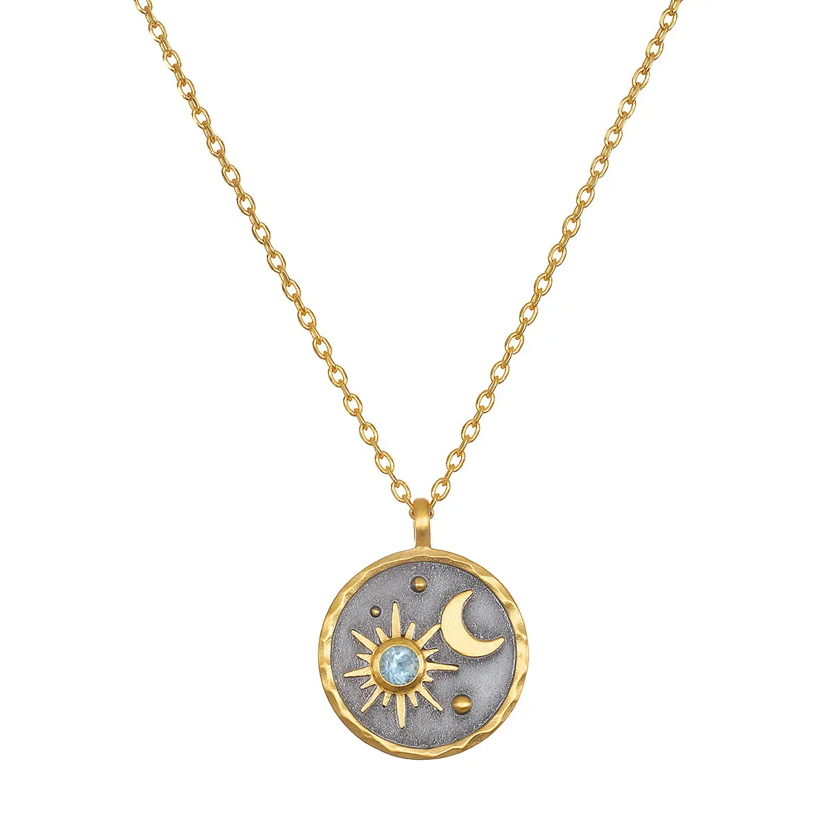 Celestial Night Sky Birthstone Necklace, Dainty 18kt Gold Plated March Aquamarine Pendant, Meaningful Gifts for Daily Wear, Daily Wear Necklace, Dainty Jewelry, Dainty Necklace