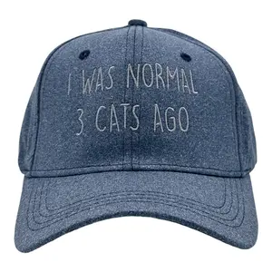 I Was Normal 3 Cats Ago Hat Funny Sarcastic Kitten Lovers Cap Funny Hats Sarcastic  Funny Cat  Novelty Caps for Men Blue - 3 Standard