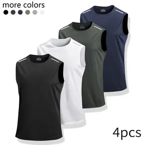 Men's Sleeveless Vest 4-Pack - Quick-Dry Moisture-Wicking High-Elasticaity Bicycle Tank Top, All-Season Compression Sports Vest, Suitable for Road Cycling, Gym Running & Outdoor Activities, Dedicated to Fitness Training, Sporty Style