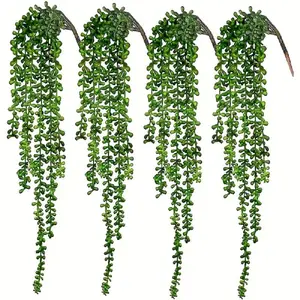 4/8pcs Fake Hanging Plants, String of Pearls Artificial Hanging Succulents Greenery Wall Backdrop Decor, Artificial Plants Indoor for Home Garden Outdoor Decoration