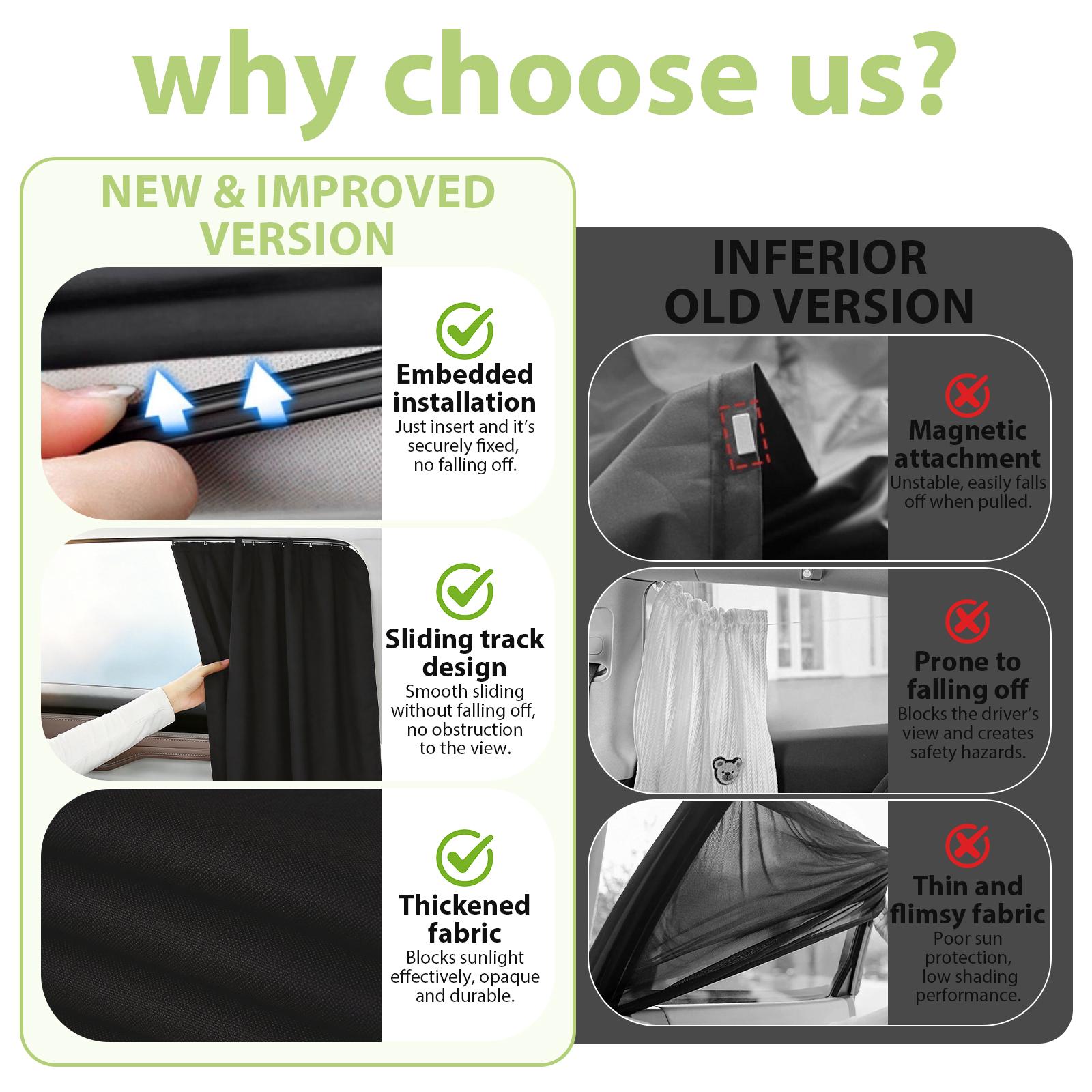 2 Pcs/ 4 Pcs Car Side Window Shades,Car Window Covers,Privacy Curtains,Block Light, Insulate Against Heat, and Shield Against Ultraviolet Rays,Easy Installation for Any Household Vehicle