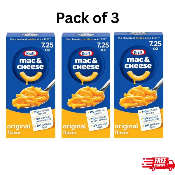 Kraft Mac and Cheese Dinner, Original Flavor, 7.25 oz | for Easy Dinner or Dinner Sides No Artificial Flavors, No Artificial Preservatives, No Artificial Dyes