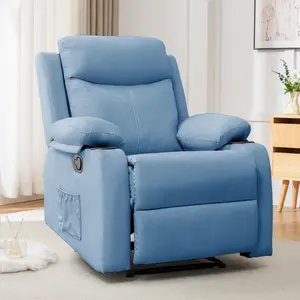 Korser Manual Chair Small Single Recliner Compact Upholstered Fabric Design with Side Pockets for Small Spaces & Living Rooms Adjustable Reclining 19.3" Seat Width Breathable Easy-Clean Fabric