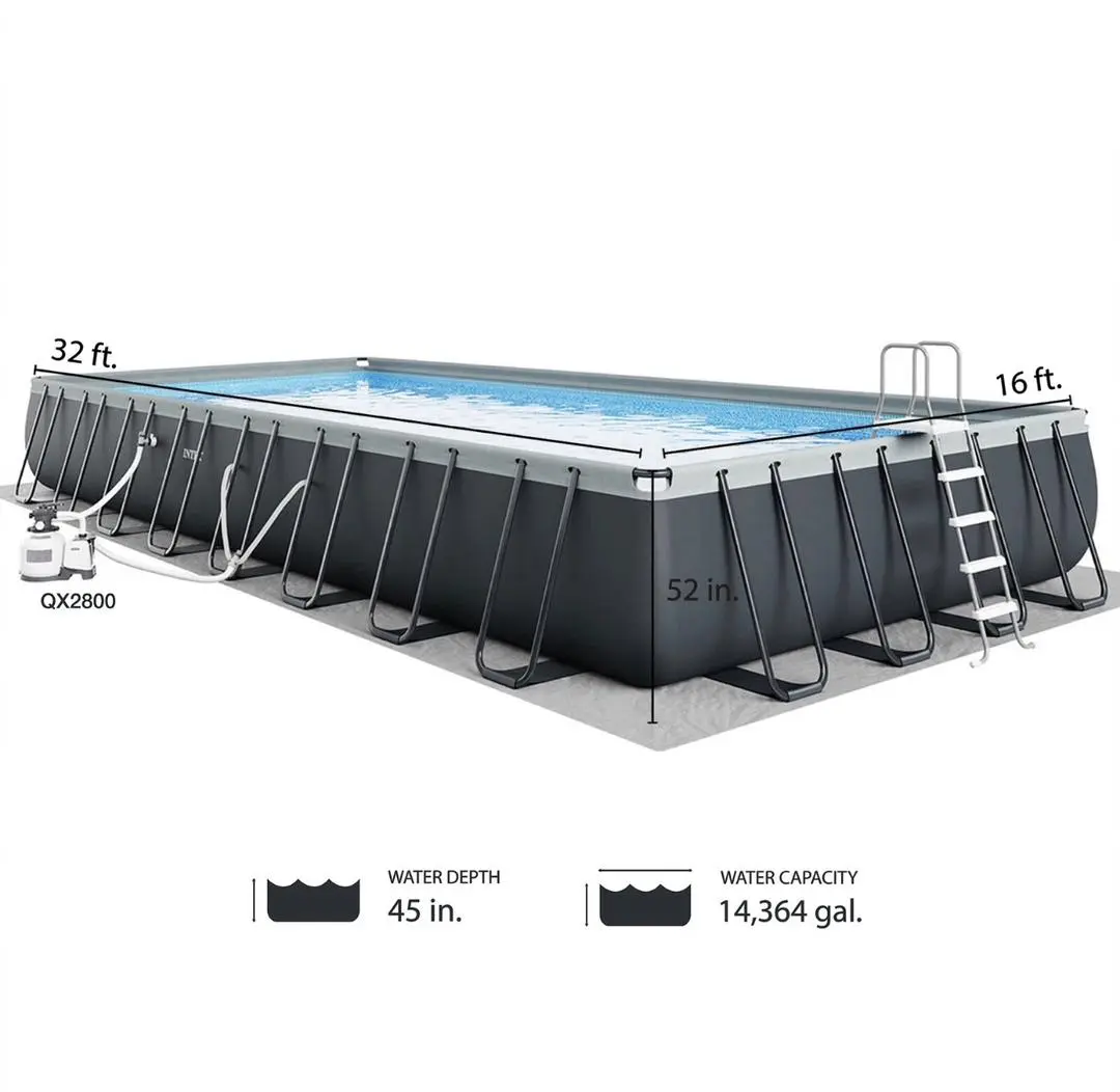 Intex 32' x 16' x 52" Ultra XTR Rectangular Outdoor Swimming Pool Set with Pump