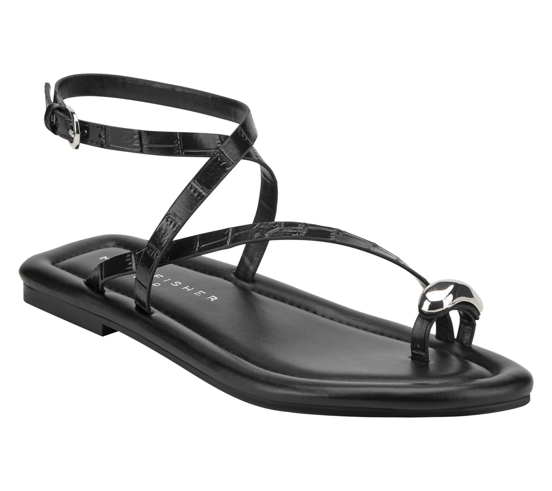 Marc Fisher LTD Leather Sandal w/ Metallic Toe Ring - Gynnie