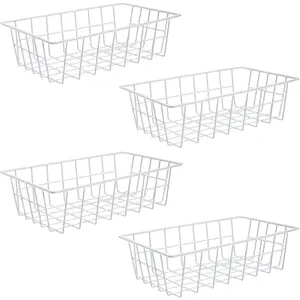Freezer Organizer Bins Wire Baskets for Upright Refrigerator Chest Freezer, Pantry and Organization for Fruit Vegetable Soda Cans Toys and Snacks, Set of 4