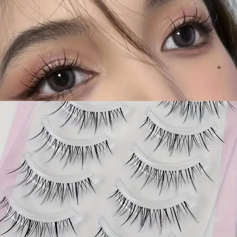 Clear Stem Wavy Eyelashes, Reusable Natural Appearance Synthetic False Eyelashes, Easy To Apply, Makeup Beauty Tools, Enhance Eye Appearance, Cosmetic, Lightweight False Eyelashes