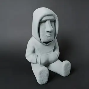 1pc Classic Moai Statue Decor Polynesian Ancient Civilization Figure Durable Plastic Craft Home Office Desktop Ornament Historical Gift Ages 12+