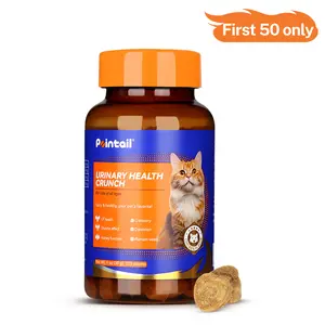 Pointail Freeze-Dried Urinary Tract Health Crunch for Cats - Cranberry & Dandelion, 800mg High Meat, Vet-Formulated pH Balance