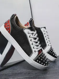 Men's Silver Color Reflective Rivet Decor Casual Sneakers, Cool Luxurious Design, Sole, Edge, All Seasons