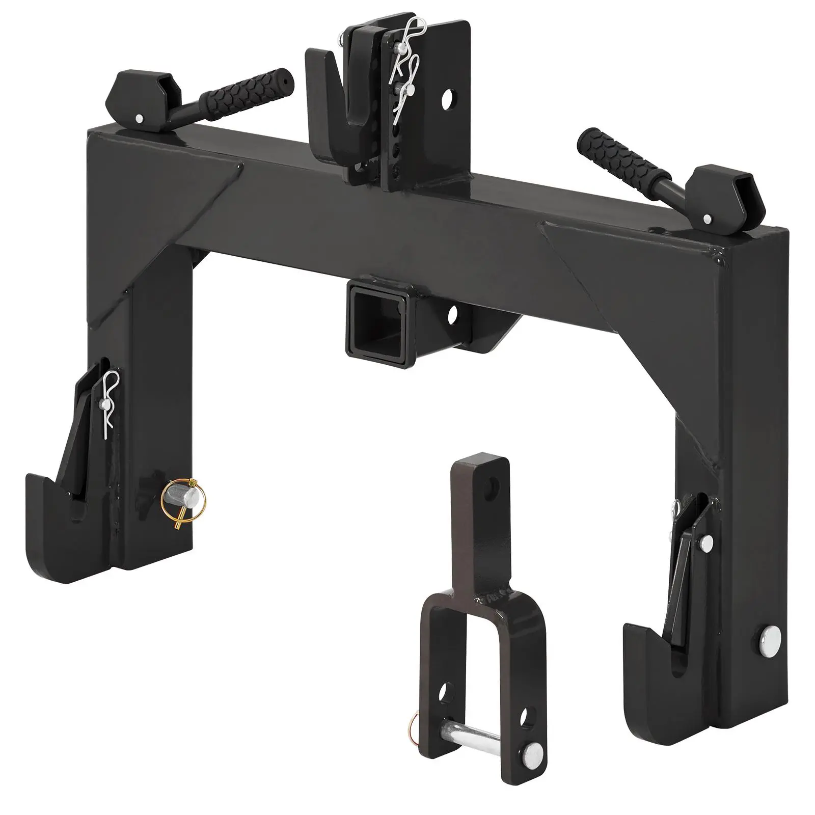 Cat 1 3-Point Quick Hitch – With 2" Receiver, 3000lbs Capacity | For Compact Tractors, JD, Kubota | Heavy Duty Steel, No Bushings | Fast Attach, Adjustable Height | Towing & Implement Hookup | Rust-Resistant | Farm Tractor Attachment