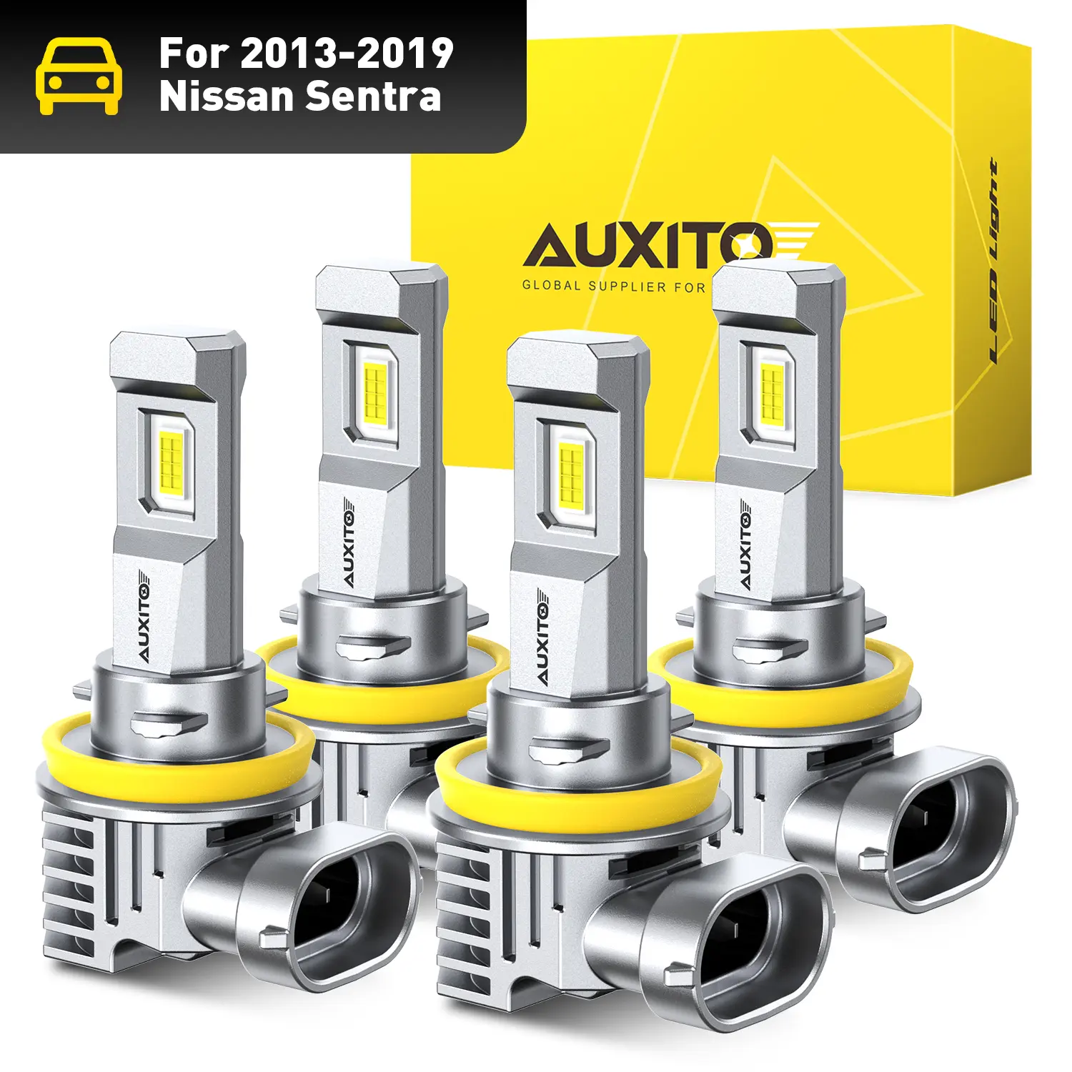 AUXITO 2013-2019 Nissan Sentra -H9 High Beam+H11 Low Beam LED Headlight Bulbs,30000LM 6500K Cool White,60,000Hrs Long Service Life,No error,CANBUS Ready,No Flickering, Plug and Play