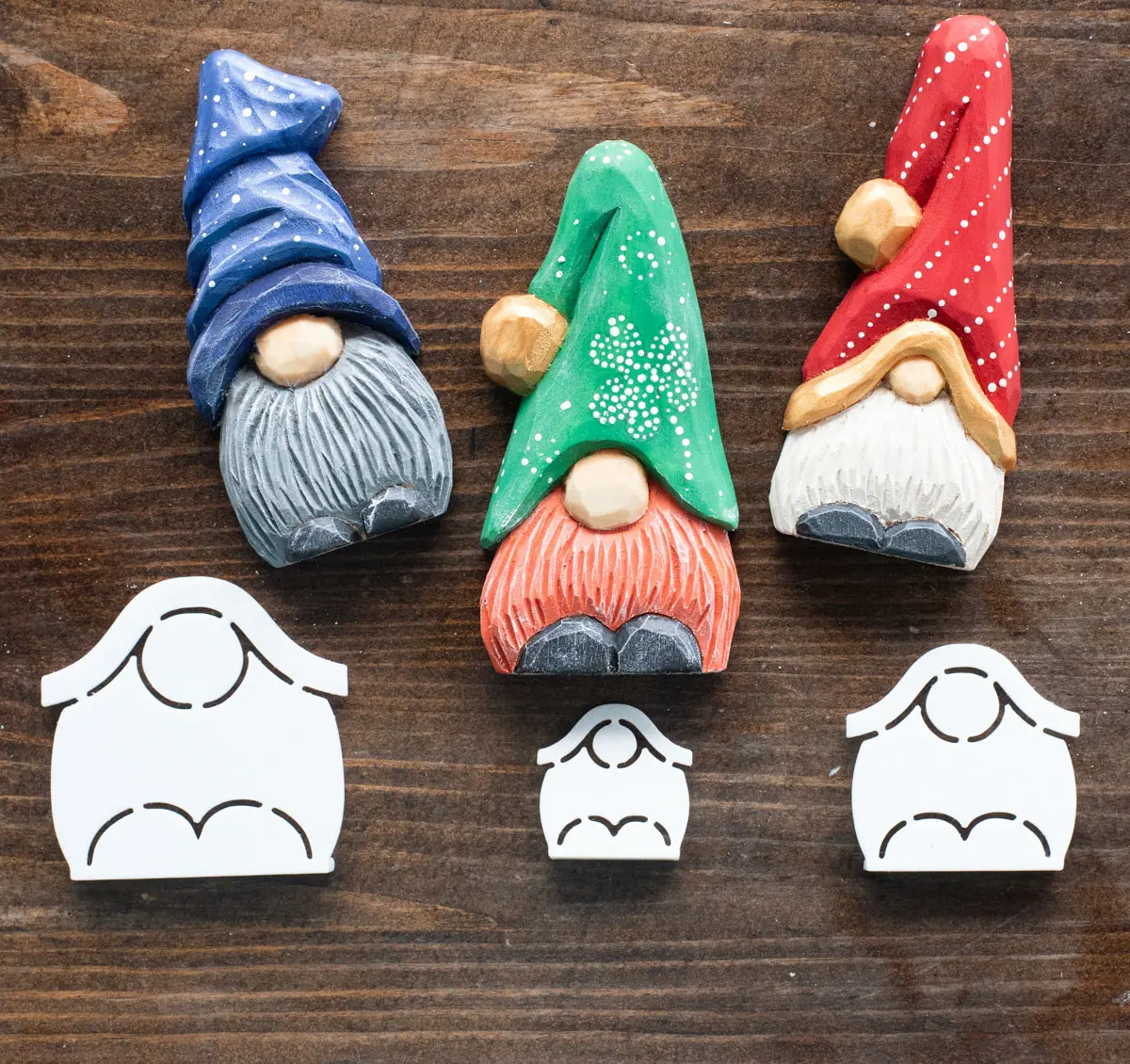 Gnomes Wood Carving Stencil SET 3D Printed Template for Caricature & Wood Spirit Designs Multiple Sizes DIY Wood Carving Kit with Tutorial Video Included