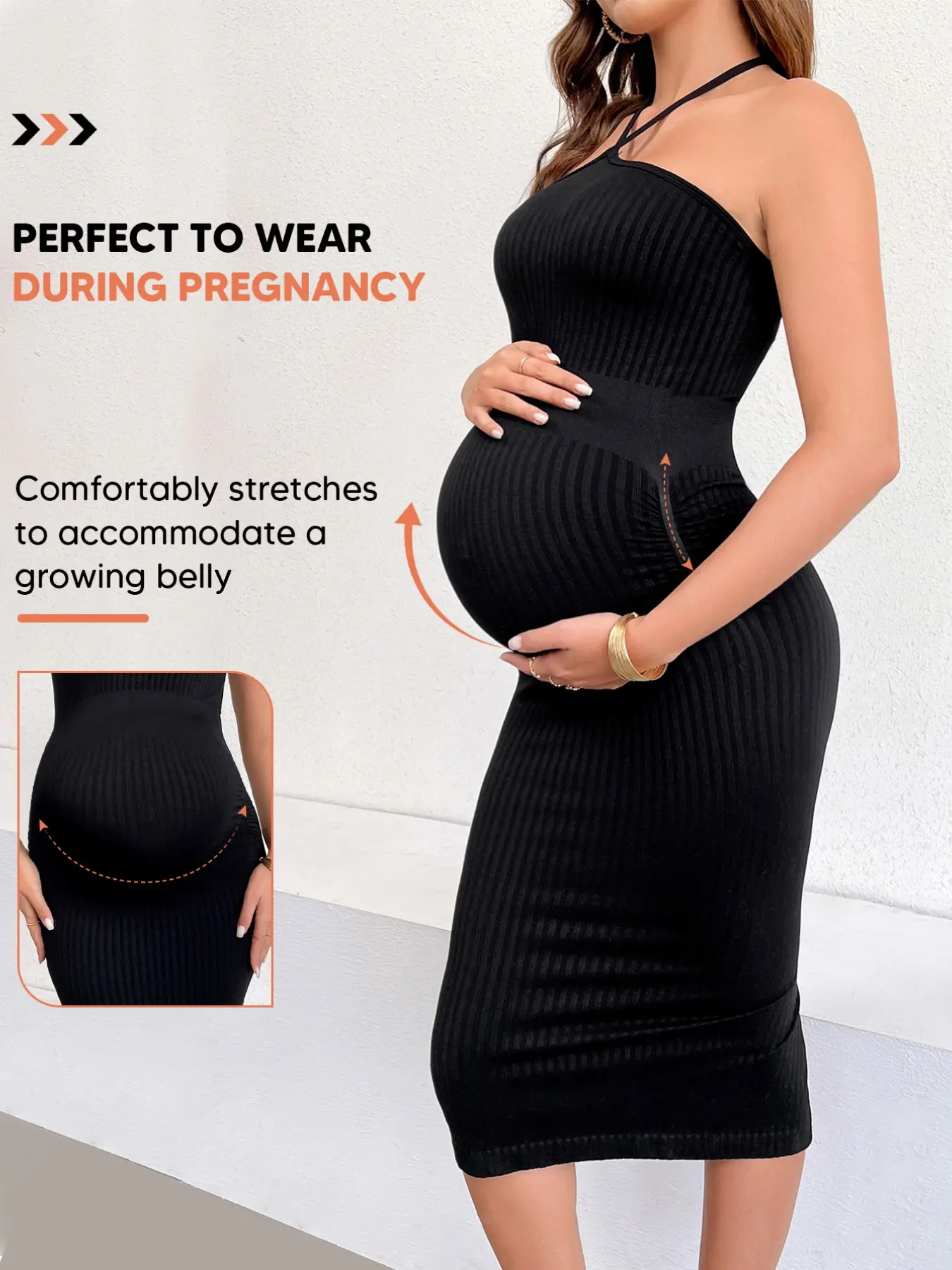 High Stretch Casual Fit Maternity Bodycon Dress, Slimming Ribbed Design, Expandable Waistband, Soft Comfort, Perfect for Daily Wear, Pregnant, Prenatal Maternity Clothing, Pregnancy Clothes, Maternity Dresses, Pregnancy Summer Outfits