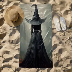 1 piece Dark Witch and Mysterious Forest themed beach towel - Multi-functional Beach Towel, Moisture-wicking Quick-dry Fabric, suitable for Camping, Picnic, Outdoors, Machine Washable, Modern Pattern Style, Ideal for Outdoor Activities