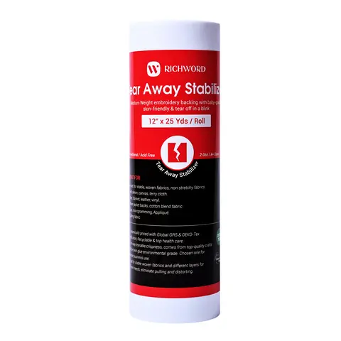 PooLin Richword Tear Away Embroidery Stabilizer Backing Roll 2.0oz for Machine Embroidery