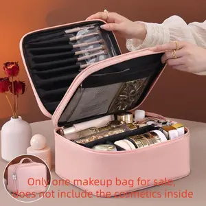 Double Layer Makeup Bag, Large Capacity Cosmetic Storage Bag with Handle, Cosmetics Organizer, Zipper Makeup Organizer Pouch, Versatile Storage Bag for Travel & Office, Travel Essentials Bag, Multifunctional Toiletry Bag, Travel Cosmetic Bags